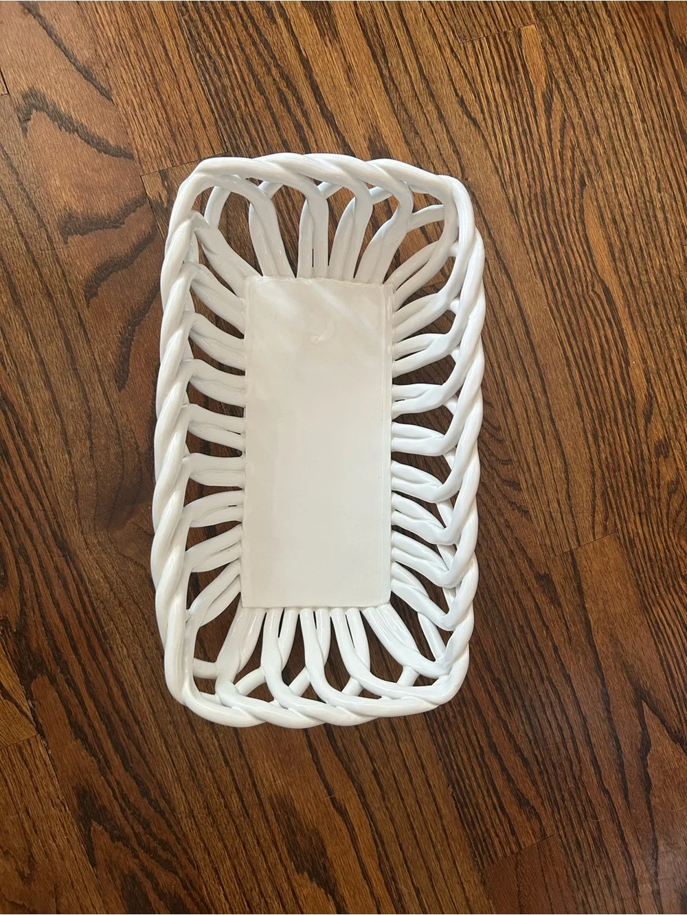 Williams Sonoma White Ceramic Braided Basket